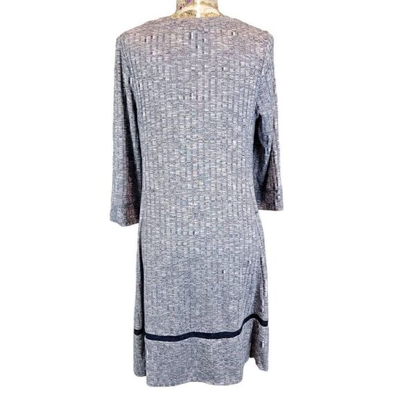 Chris McLaughlin Gray 3/4 Sleeve Ribbed Knit Fit & Flare Dress with Pockets - Picture 8 of 10